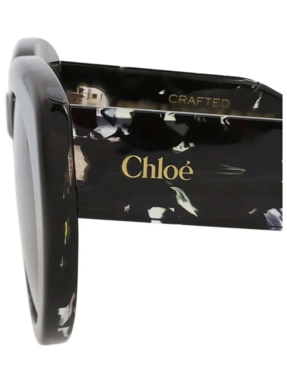 New Chloé Women's Sunglasses Round Oval Recycled Acetate Frame Black Black Grey